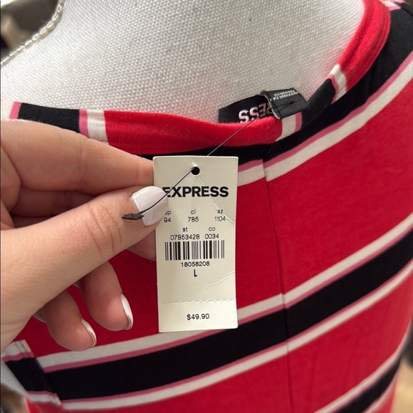 Express Striped Red Maxi Dress Women's Size L - Picture 4 of 9